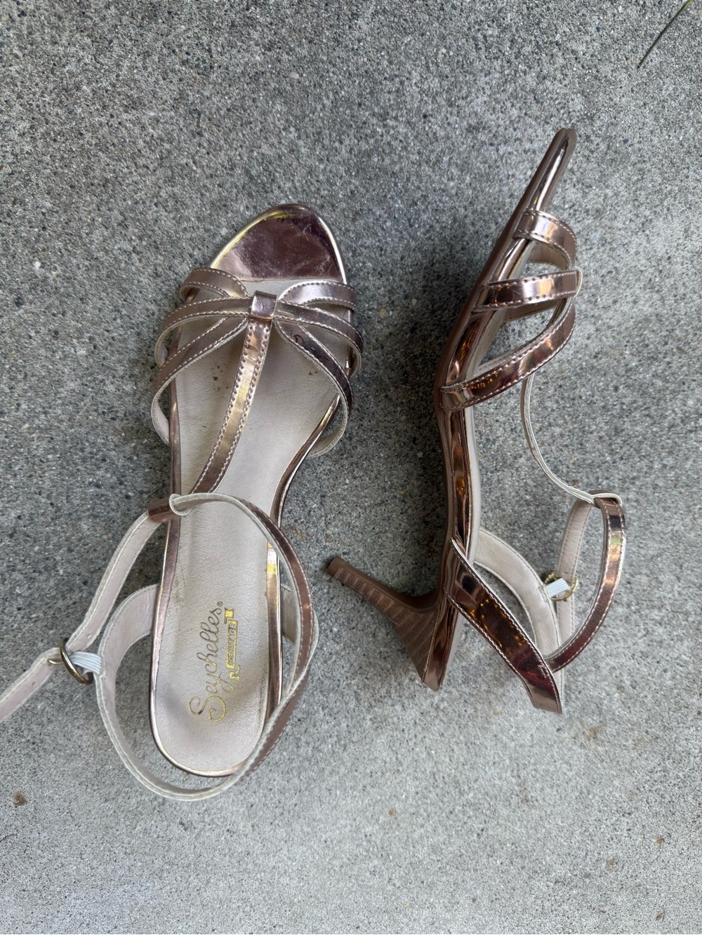 Seychelles Metallic Rose Gold Strappy High Heel Sandals